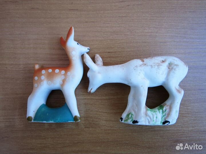 Олени игрушки фарфоровые Турыгино Гжель 1960-е гг