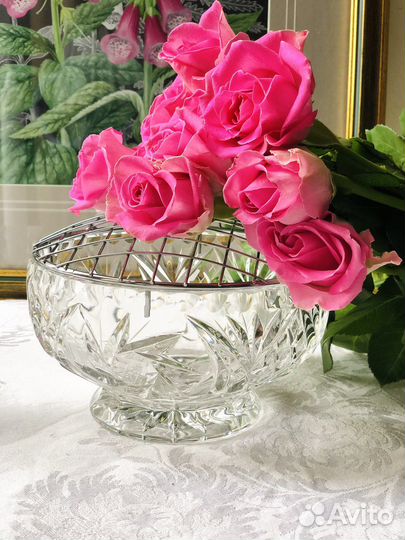 Ваза для цветов роузбол подсвечник хрусталь винтаж