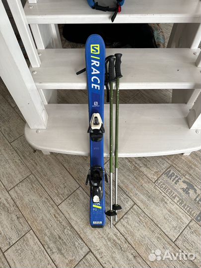 Горные лыжи детские Salomon шлем Cebe палки Volkl