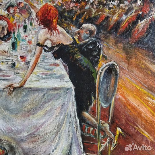 Банкет картина маслом на холсте 40х60 см