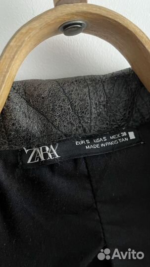 Кожаная куртка косуха Zara оверсайз S