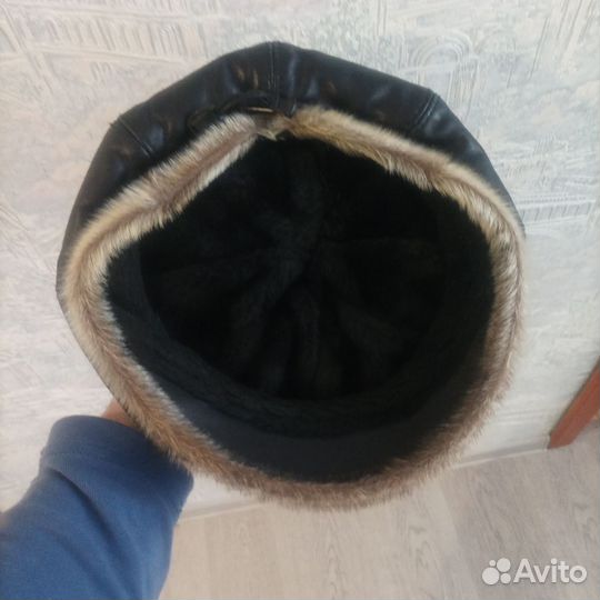 Кепка женская кожа, мех норка