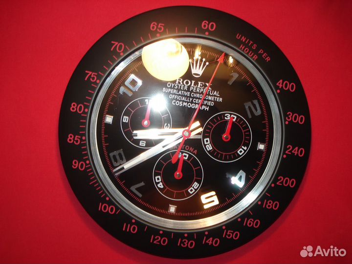 Большие Настенные Часы Ролекс Красно-Черные