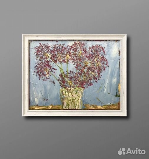 Картина маслом « Цветы в стакане »
