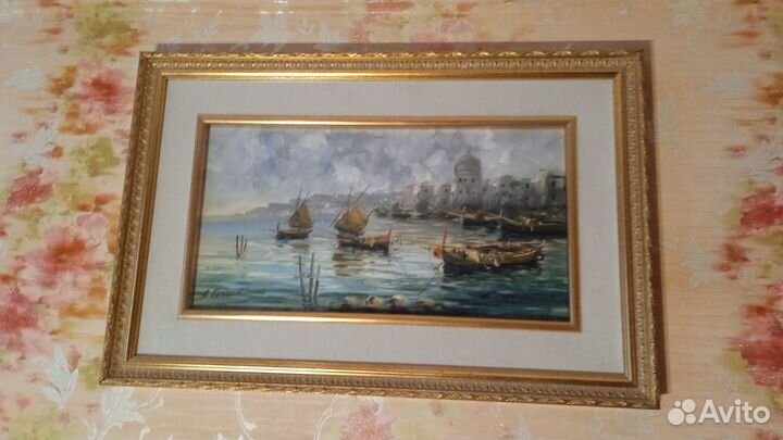 Картина маслом на дереве морской пейзаж