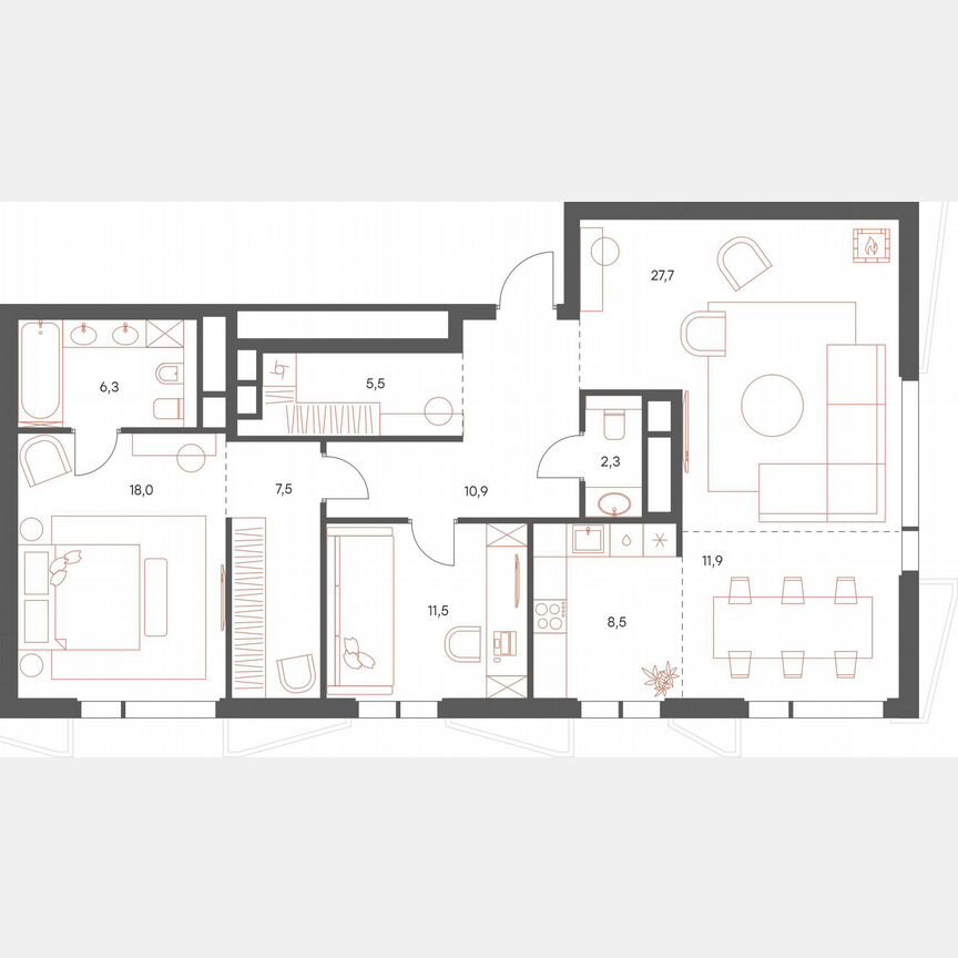 2-к. квартира, 110,1 м², 4/4 эт.
