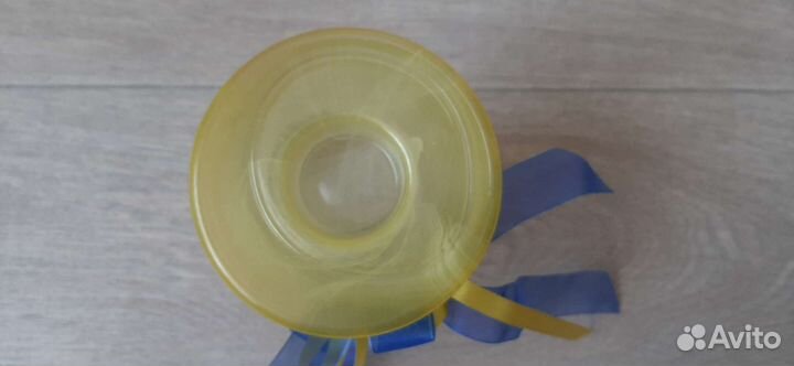 Ваза-подсвечник жёлтая стекло, бу