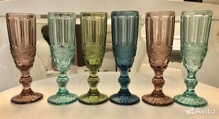 Бокалы фужеры из цветного стекла Вензель