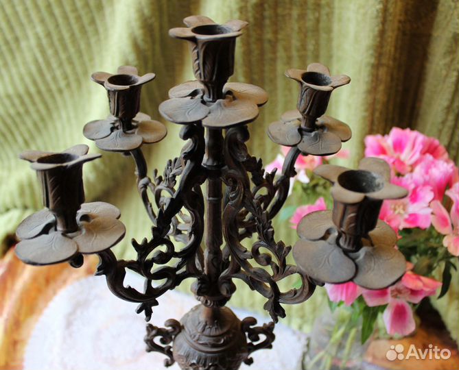 19век канделябр,подсвечник 55см.3,2кг.европа