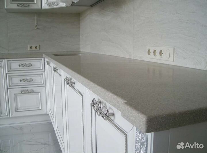 Столешница угловая для кухни из акрилового камня
