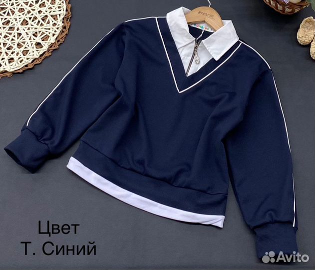 Школьная блузка обманка для девочки разные цвета