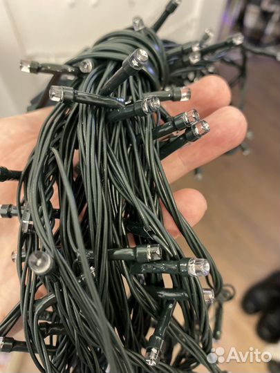 Гирлянда 10 метров в темной оплетке