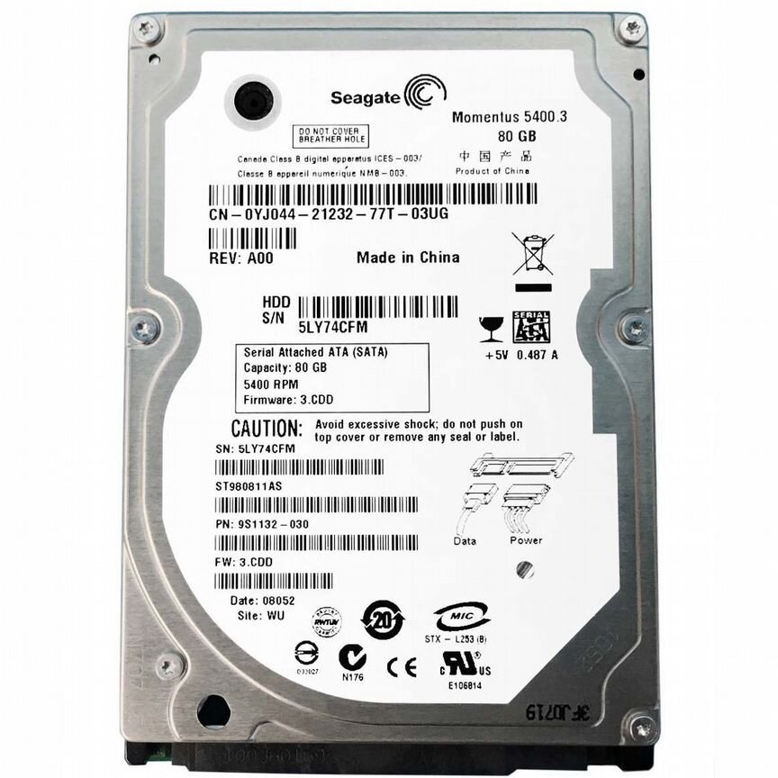 [ST980811AS] Жесткий Диск Seagate 80gb Sata2,5" Hdd St980811as