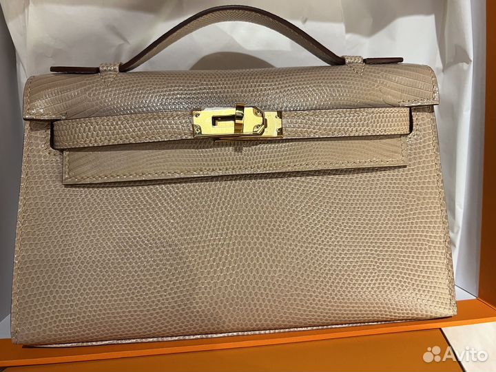 Hermes kelly pochette lizard ящерица