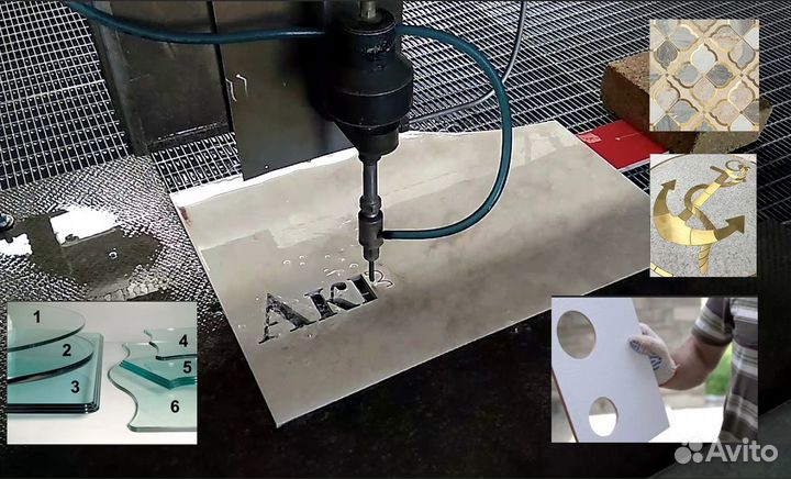 Гидроабразивная резка и резка плитки, запил 45