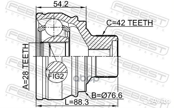 ШРУС наружный 28X76.5X42 audi Q5 2008- 1710-a7