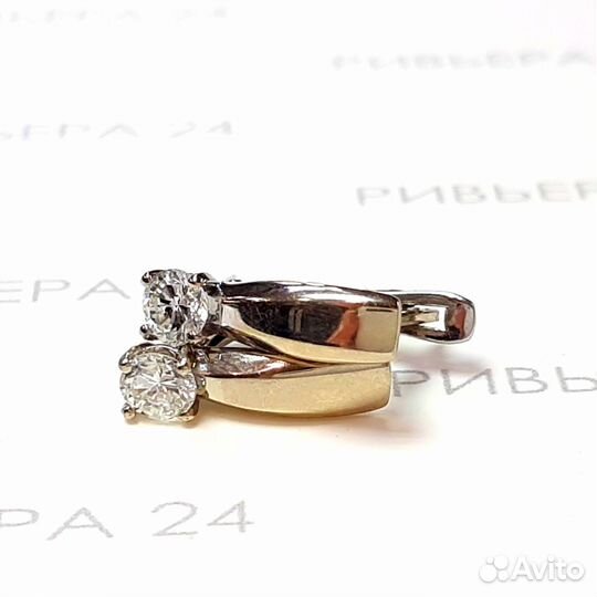 Золотые серьги с бриллиантами 585 пробы 1.96 грамм