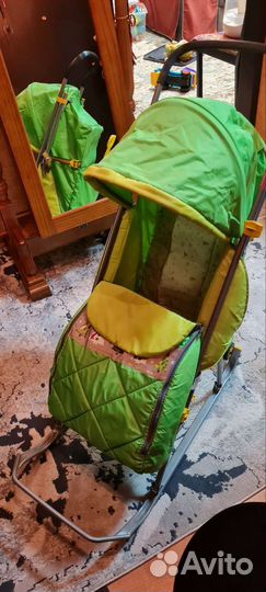 Детские санки коляска с колесиками