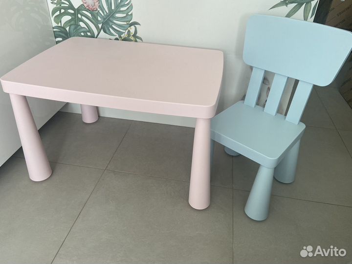 Детский стол маммут икеа (стул, подножка)
