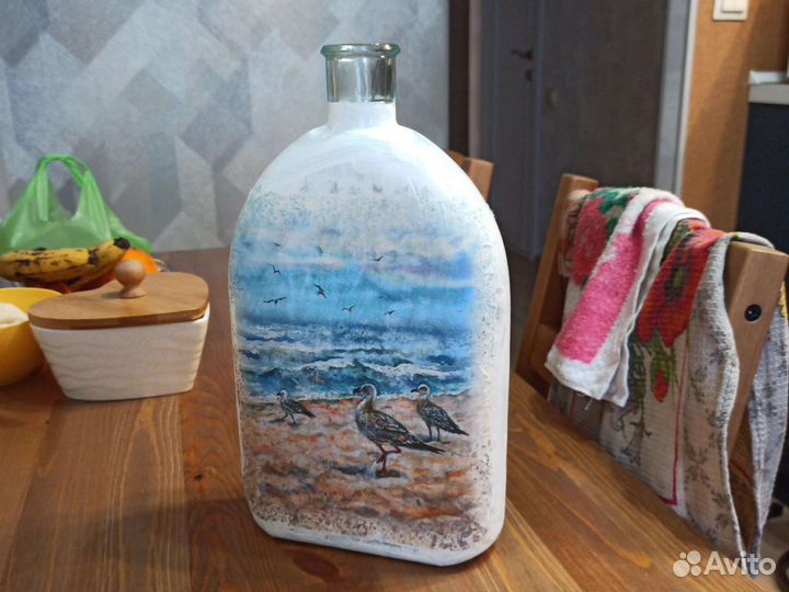 Стеклянная бутылка для декупажа, крепких напитков