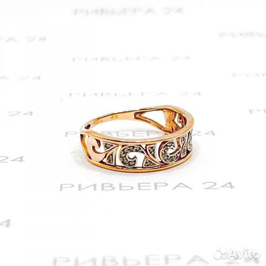 Золотое кольцо с фианитами 585 проба 2,03 грамм 17