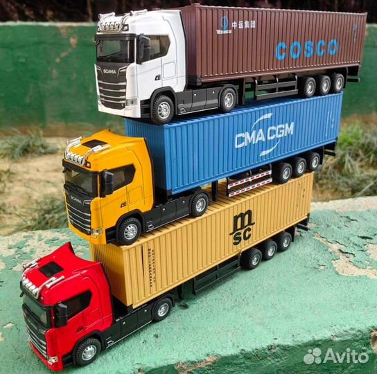 Модель 1/50 грузовик с прицепом дальнобойщик