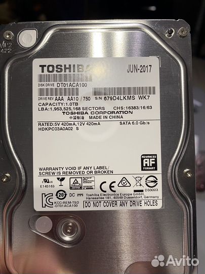 Жесткий диск Toshiba 1тв