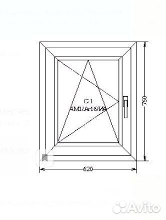 Окно пластиковое пвх 620*760mm