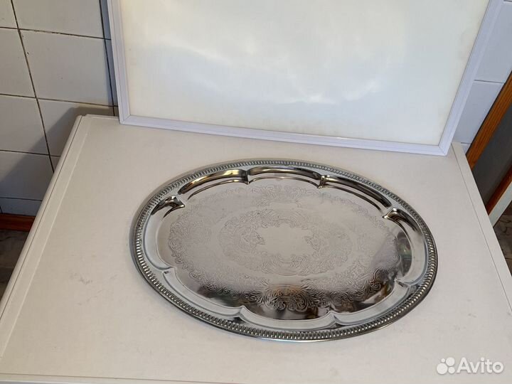 Поднос овальный хромированный
