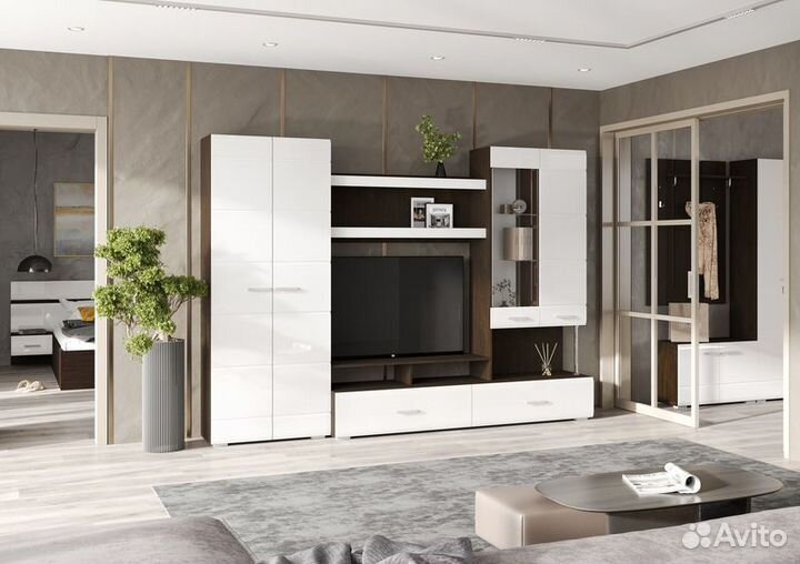 Гостиная (2,8м) глянец белый/венге Вегас-1