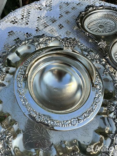 Менажница, икорница, поднос серебрение