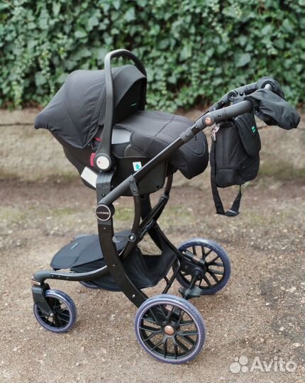 Черная Коляска 3в1 Luxmom 601A