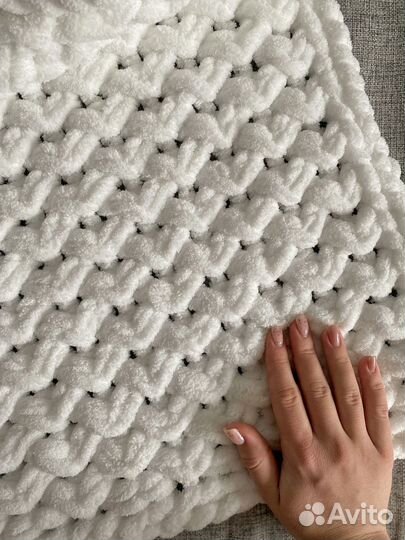 Новый детский плюшевый плед ручной вязки