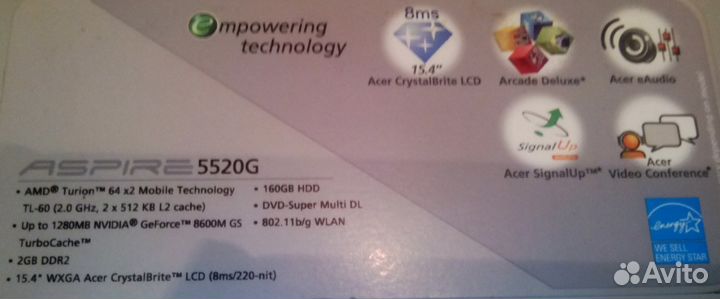 Экран (матрица) от ноутбука Aser Aspire 5520G