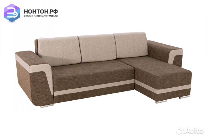 Диван угловой еврокнижка Марракеш коричневый