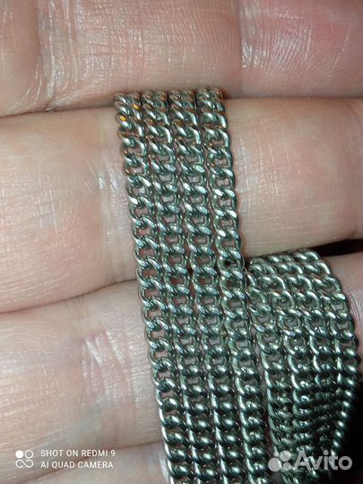 Серебряная цепь без замка, винтаж 76см