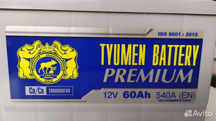 Аккумулятор 60Ah Тюмень Премиум 540A низкий обратн