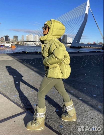 Луноходы Moon Boot Olive Green High