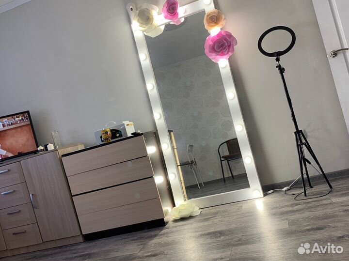 Гримерное зеркало с лампочками