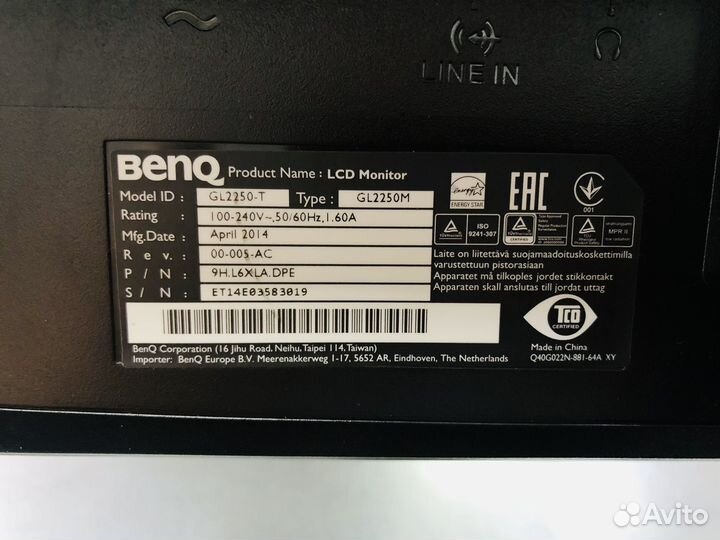 BenQ GL2250 / 1920x1080 / 76 Гц / TN / Гарантия