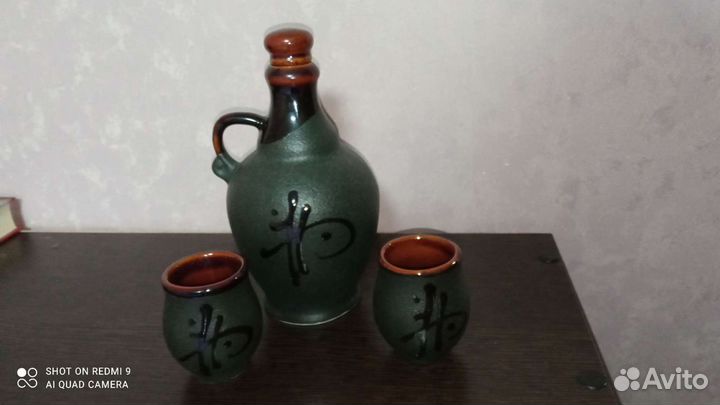 Штоф с двумя рюмочками (фаянс) СССР винтаж