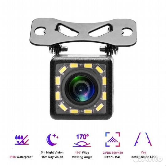 Камера заднего вида с подсветкой 12 LED