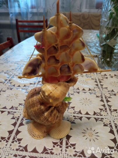 Статуэтка, корабль из ракушек