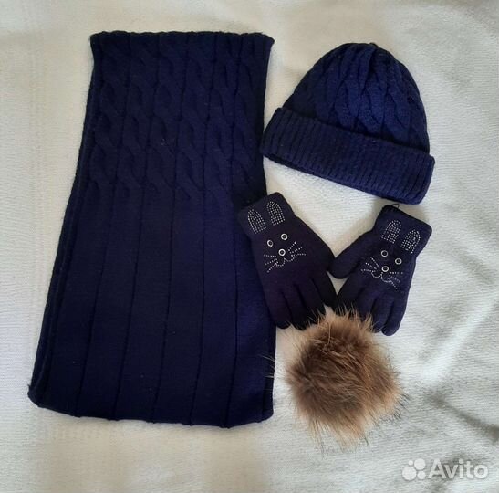 Комплект зимний шапка+снуд+перчатки