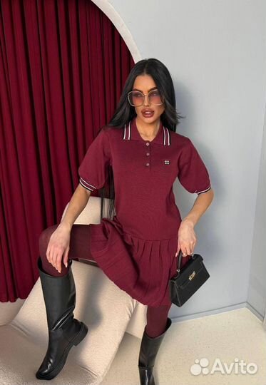 Платье MIU MIU с юбкой плиссе