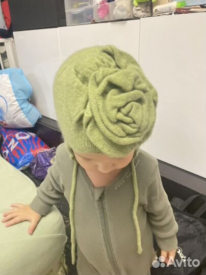 Шапка и шарф комплект кашемир на 1-4 года