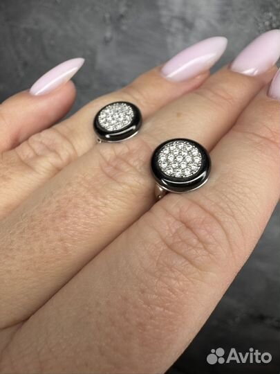 Серьги керамика черные