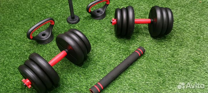 Гантели 20кг + штанга + гиря + упоры