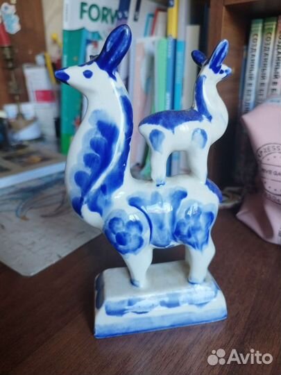 Гжель статуэтка Лань с детёнышем