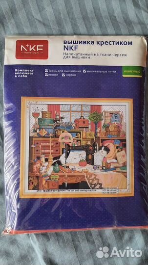Набор для вышивки NKF the cat and sewing mashine